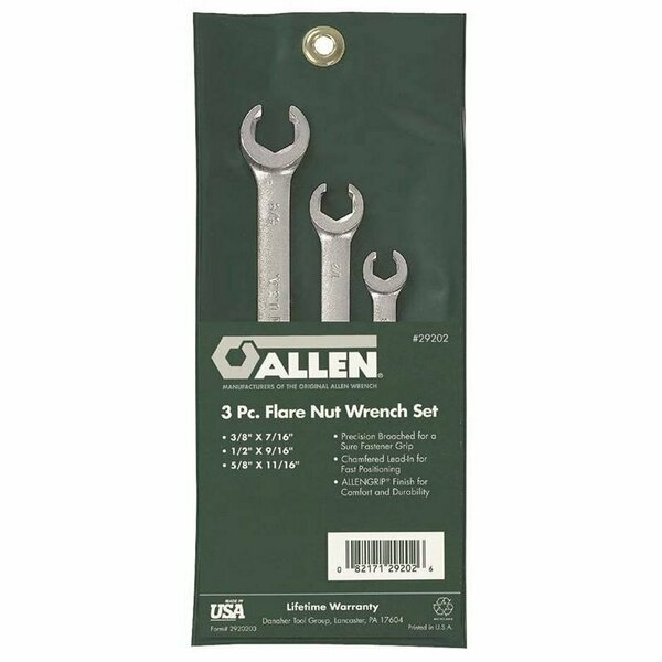 Allen 3-Piece Flare Nut Wrench Set 29202